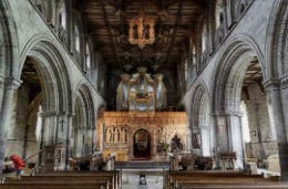 The interior of St David's Cathedral in Wales